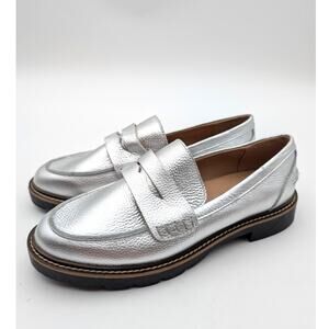 Blondo Peyton Waterproof Loafer Shoes Women's Silver Leather Size US6M EU36